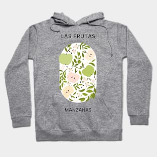 Las Frutas: Manzanas - Fruit and flower market poster with apples, blossoms, and leaves Hoodie